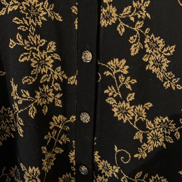 Vintage Black + Gold Floral Cottagecore Cardigan SZ XL - Picture 6 of 14